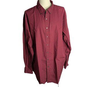 Michael Kors Button Down Long Sleeve Shirt 2XL Tall Maroon Red Dots Cotton